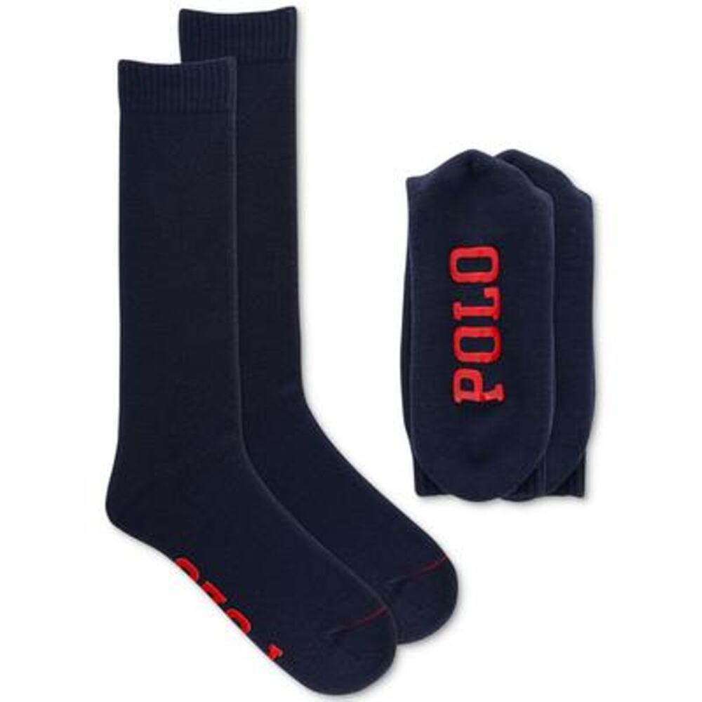 NWT Polo Ralph Lauren Men's Logo Gripper Lounge Socks - Navy